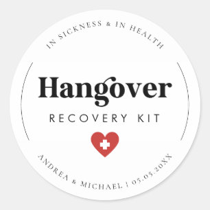 Sticker Rond Retro Hangover Recovery Kit Wedding Party Favor