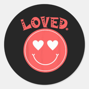Sticker Rond Retro Happy Face Coeur Aimé Tee Smile Face Uni