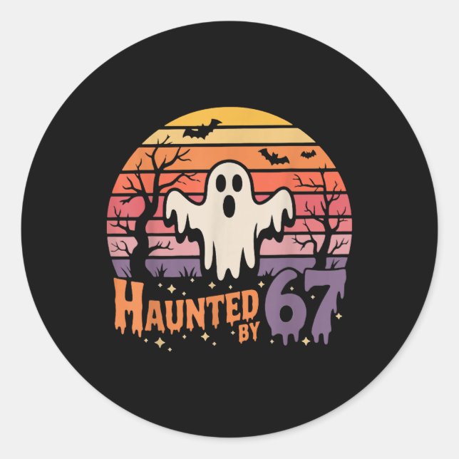 Sticker Rond Retro Haunted Meme 67 Six Seven 6 7  (Devant)