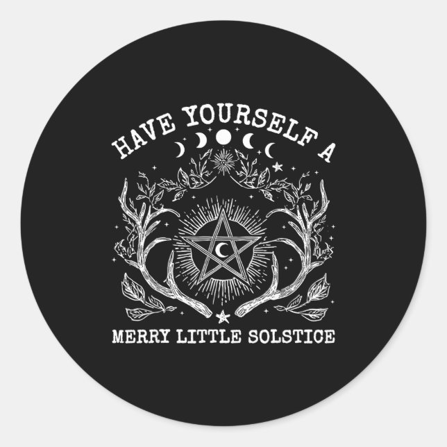 Sticker Rond Retro Have Yourself A Merry Little Solstice Yule C (Devant)