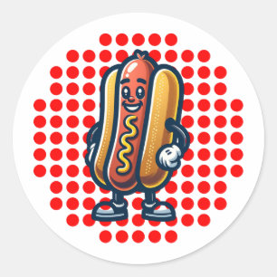Sticker Rond Retro Hot Dog Glizzy Pop Art