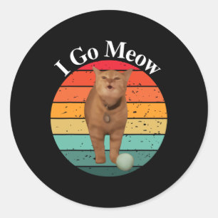 Sticker Rond Retro I Go Meow Funny Chat chanter mème