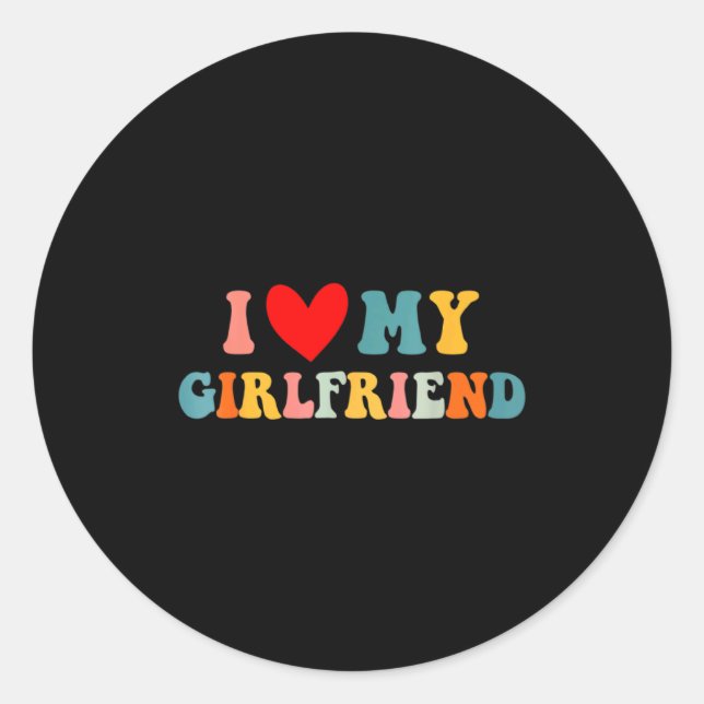 Sticker Rond Retro I Love My Girlfriend I Heart My Girlfriend V (Devant)