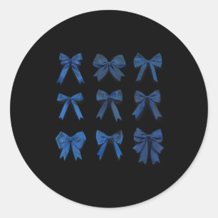 Sticker Rond Retro Icy Blue Femmes Coquette Bow Ribbon Cute Gir
