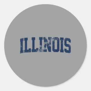 Sticker Rond Rétro Illinois Vintage Illinois Orange Bleu