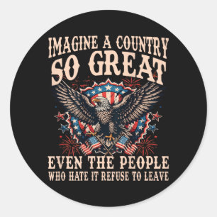 Sticker Rond Retro Imagine Un Pays Si Grand Même Les Gens Sur