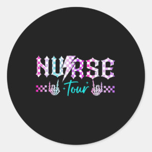 Sticker Rond Retro Infirmière Tour Quelques Jours Je Le Rock Wa
