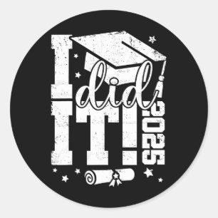 Sticker Rond Rétro Je L'Ai Fait Graduation 2025 Graduate Cl De