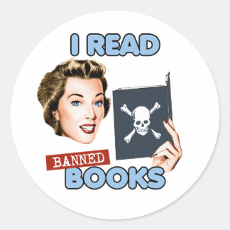 Sticker Rond Retro je lis des livres interdits