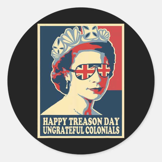 Sticker Rond Retro Joyeuse Journée de la trahison 4 juillet col (Devant)