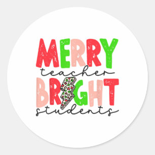 Sticker Rond Rétro Joyeux Professeur Brillant Étudiants Amusant