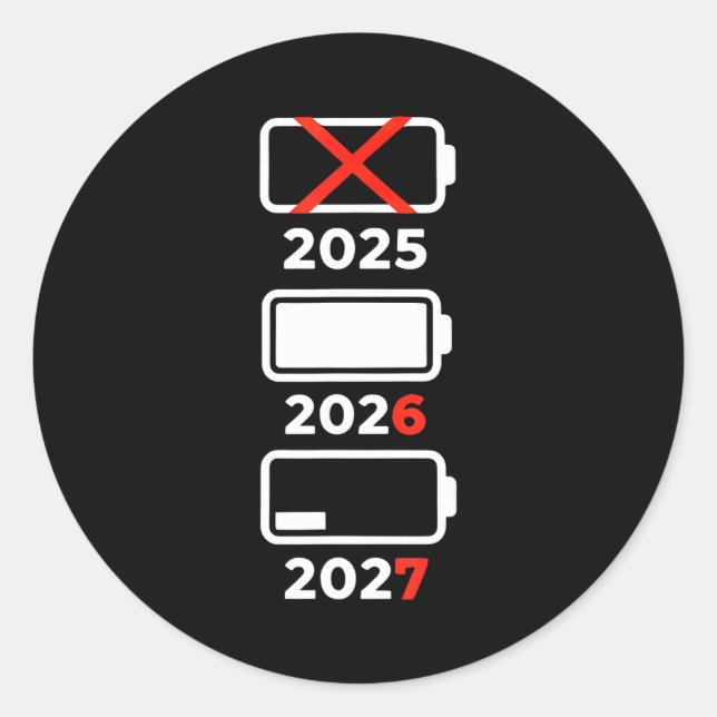 Sticker Rond Retro Kids Funny Happy New Year 2026 2027 67 Meme  (Devant)