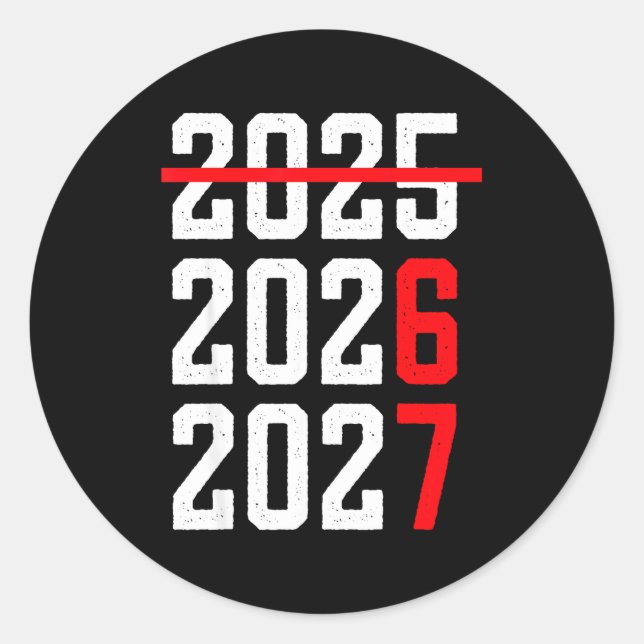 Sticker Rond Retro Kids Funny Happy New Year 2026 2027 67 Meme  (Devant)