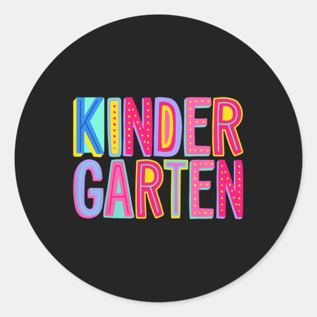 Sticker Rond Retro Kindergarten Rainbow Vibes Enseignant Enfant (Devant)