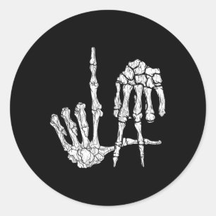Sticker Rond Retro La Hands Skeleton Los Angeles Hymne à la mai