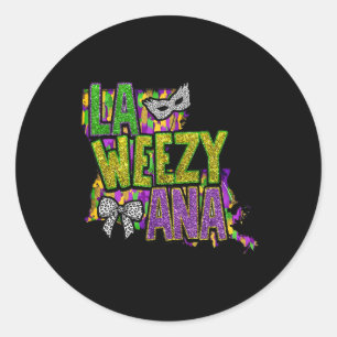 Sticker Rond Retro La Weezy Ana Louisiana Mardi Gras New Orlean