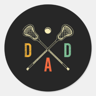 Sticker Rond Retro Lacrosse Papa Lax Papa Lax Joueur Équipe Spo