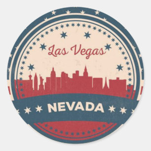 Sticker Rond Retro Las Vegas Skyline