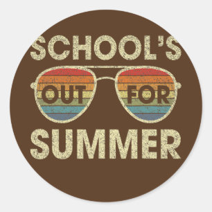 Sticker Rond Retro Last Day Of School Schools Out For Summer