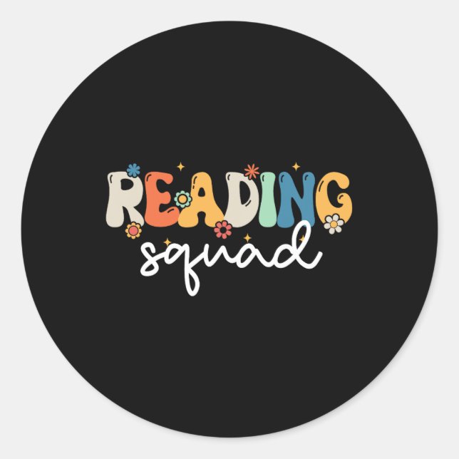 Sticker Rond Retro Lecture Super Escouade Filles Garçons Lectur (Devant)