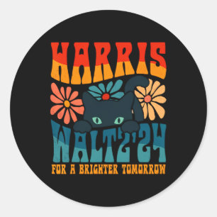 Sticker Rond Retro les années 70 Chat Lady Harris Wheimer 2024