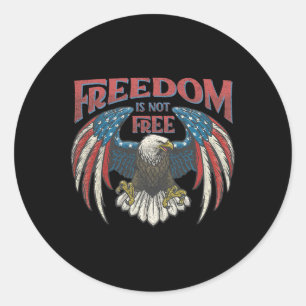 Sticker Rond Retro Liberté Vintage Pas Libre Eagle Drapeau Usa 
