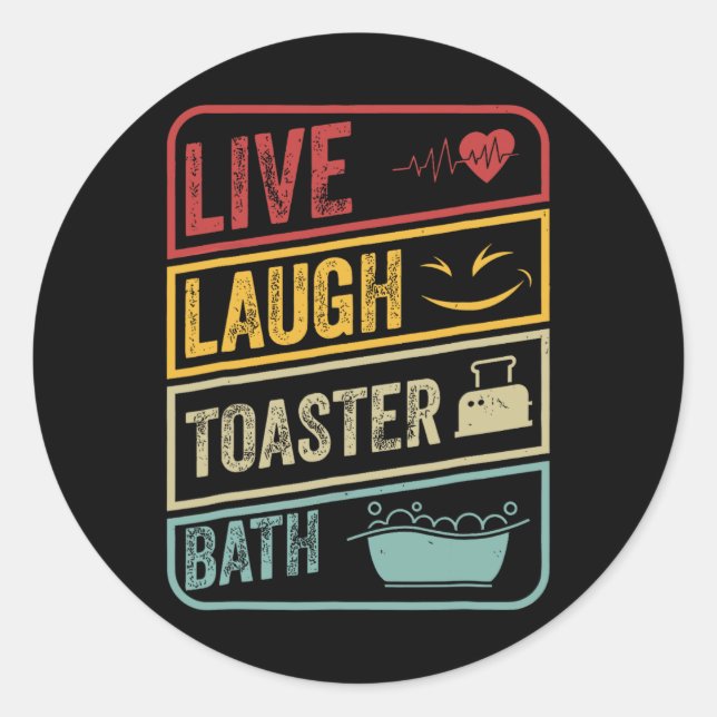 Sticker Rond Retro Live Lauder Toaster Bath Skeleton Funny Hall (Devant)