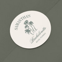 Retro Luxe Beach Bachelorette Logo Palm Trees
