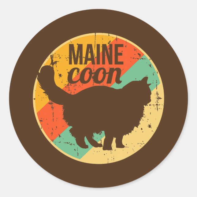 Sticker Rond Retro Maine Coon Amoureux des chats Propriétaire d (Devant)