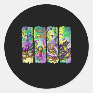 Sticker Rond Retro Mardi Gras Fleur De Lis King Cake Louisiane