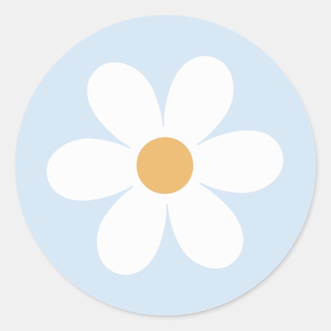 Sticker Rond Retro marguerite bohème bleu (Devant)