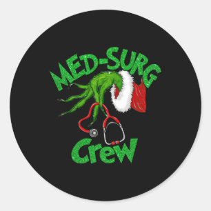 Sticker Rond Retro Med-surg Infirmière Stethoscope Noël Xm
