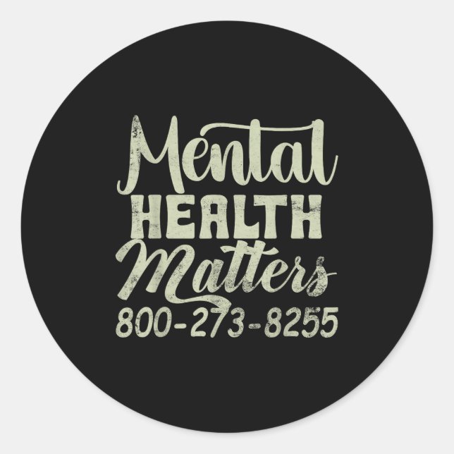 Sticker Rond Retro Mental Health S 800-273-8255 Awareness  (Devant)