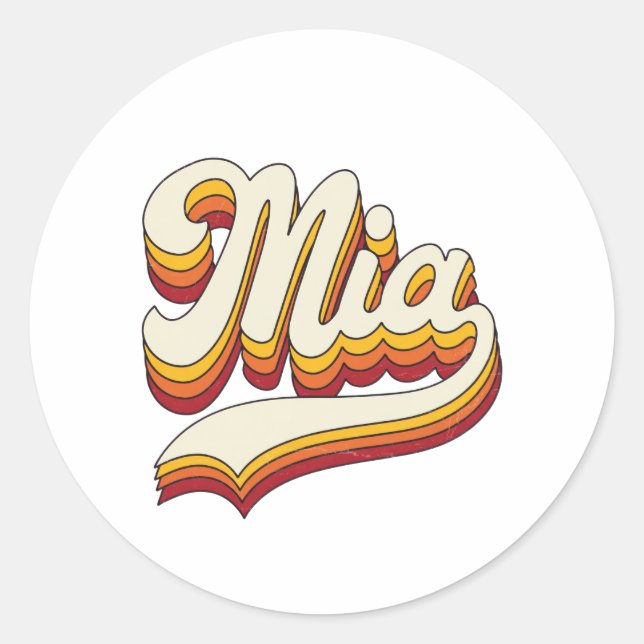 Sticker Rond Retro Mia Name 70s Vintage Design (Devant)