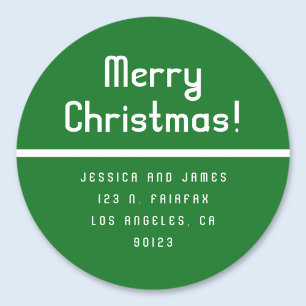 Sticker Rond Retro-Moderne Adresse de Retour de Joyeux Noël 