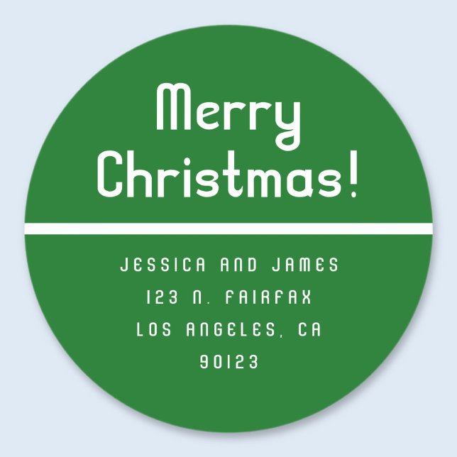 Sticker Rond Retro-Moderne Adresse de Retour de Joyeux Noël  (Créateur téléchargé)