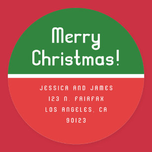Sticker Rond Retro-Moderne Adresse de Retour Joyeux Noël
