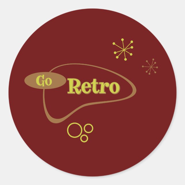 Sticker Rond Retro Moderne du milieu du siècle (Devant)