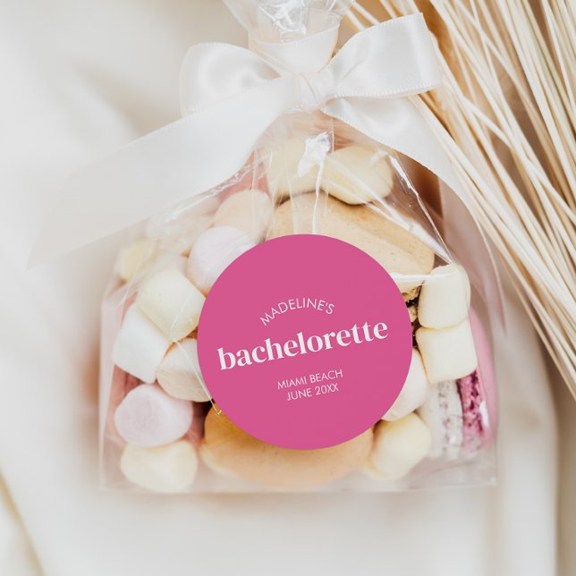 Sticker Rond Retro Moderne Rose Clair Fille Bachelorette  (Créateur téléchargé)