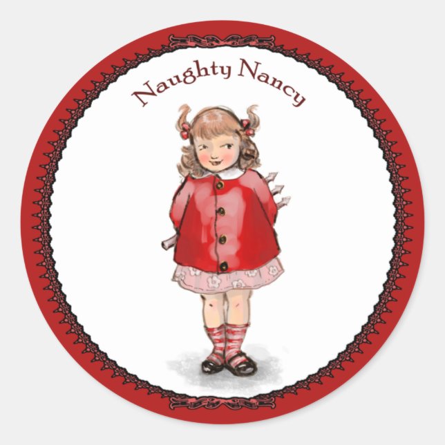 Sticker Rond Retro Naughty Nancy (Devant)