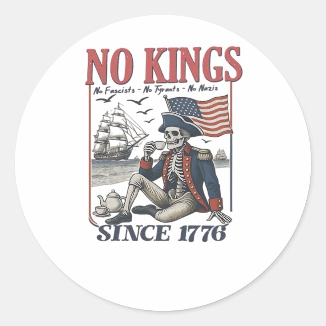 Sticker Rond Retro No Kings Since 1776 Rejecting Kings Classic  (Devant)