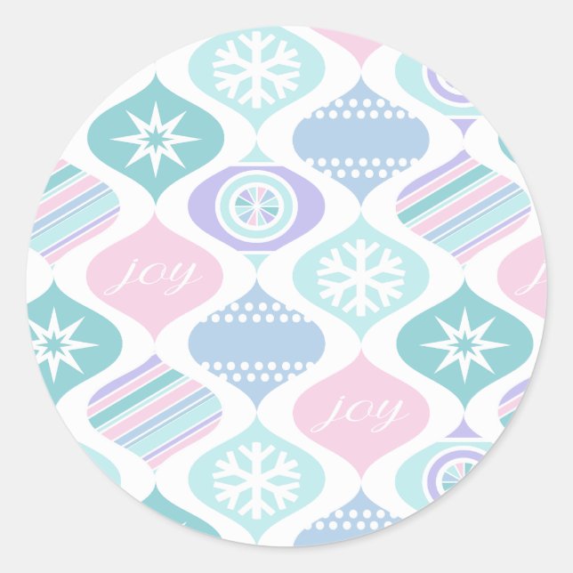 Sticker Rond Rétro Noël pastel d'hiver (Devant)