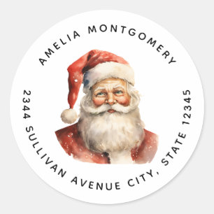Sticker Rond Retro Noël Père Noël - Adresse