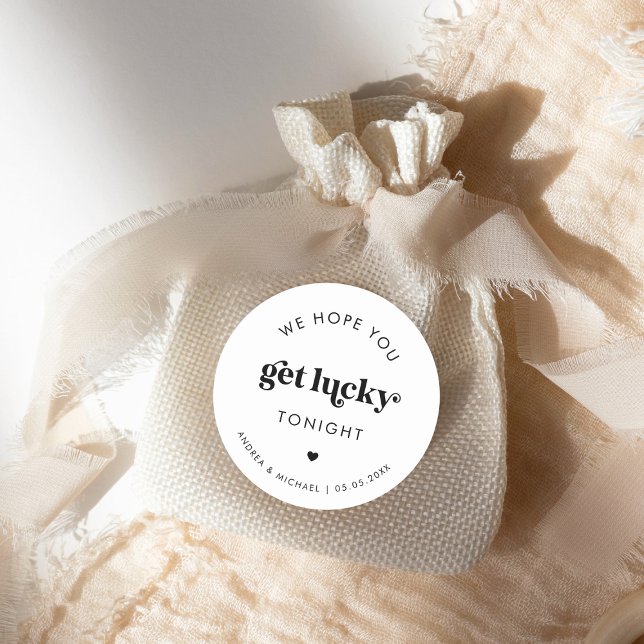 Sticker Rond Retro Nous Espérons Que Vous Obtenez Lucky Mariage (Créateur téléchargé)