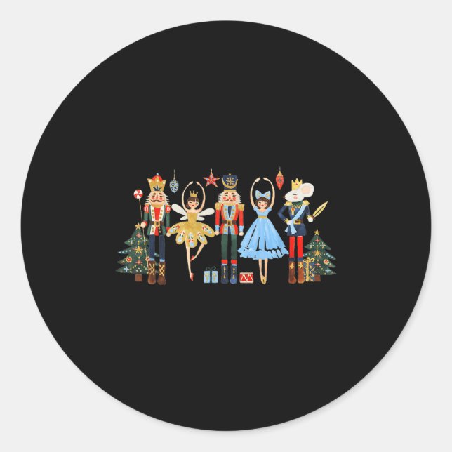 Sticker Rond Retro Nutcracker Ballet Christmas Tree Shirts For  (Devant)