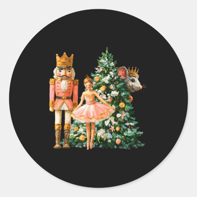 Sticker Rond Retro Nutcracker Ballet Nk Christmas Xmas Vibes Wo (Devant)