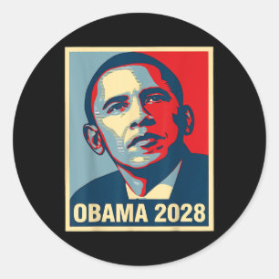 Sticker Rond Retro Obama 2028 Vote Obama pour le Président 2028