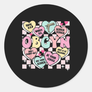 Sticker Rond Retro Obgyn Candy Coeur Valentines Travail & D