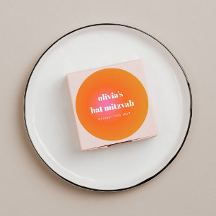 Sticker Rond Retro Orange Gradient Bat mitzvah unique personnal