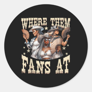 Sticker Rond Retro Où Ils Vont À Melanin Cowgirls Country
